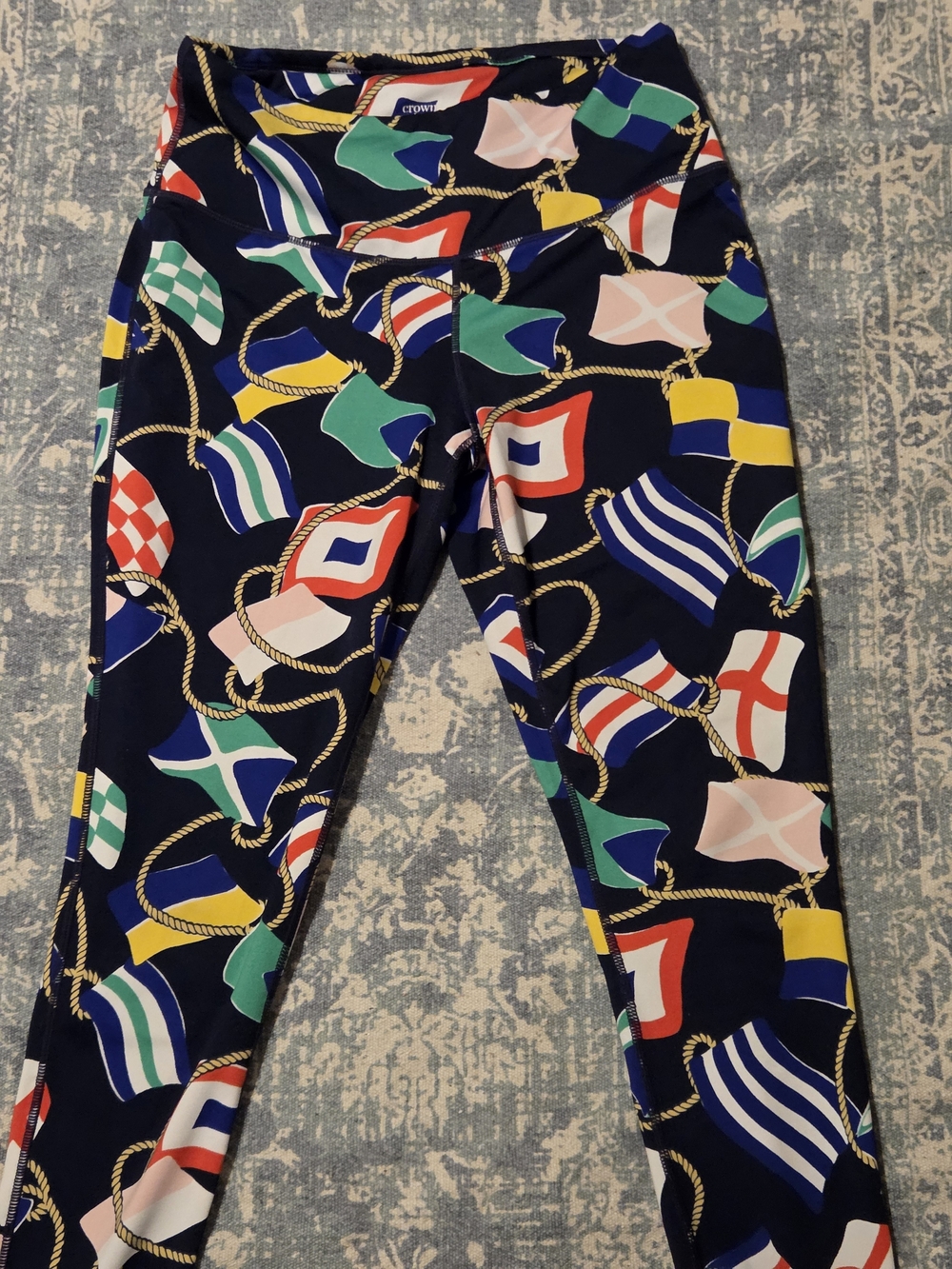 crown & ivy Navy Nautical Flag Print Leggings Colorful Size Small S